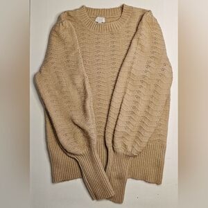 EUC Women's M Tan/Beige Jaclyn Smith Poet Sleeve Sweater.